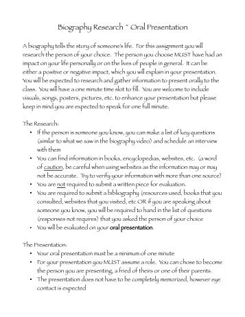 presentation biography