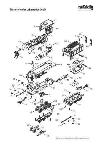 Explosiionszeichnung märklin Dampflok 36241 Baureihe 24 DB | MHI