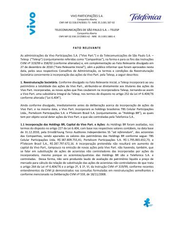 telesp - Telefônica - Relações com Investidores