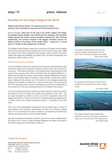 [Press Release] Qingdao Haiwan Bridge - Maurer SÃ¶hne Group
