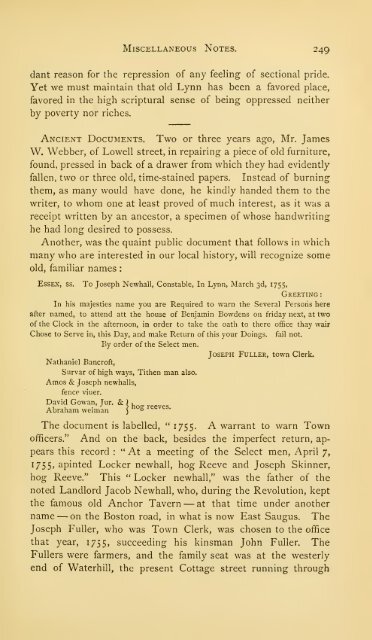 History of Lynn, Essex County, Massachusetts, including Lynnfield ...