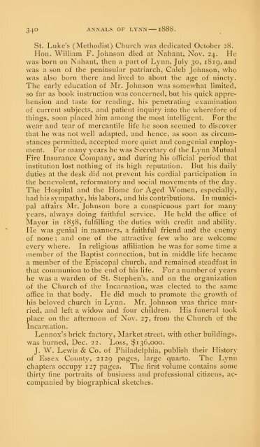 History of Lynn, Essex County, Massachusetts, including Lynnfield ...