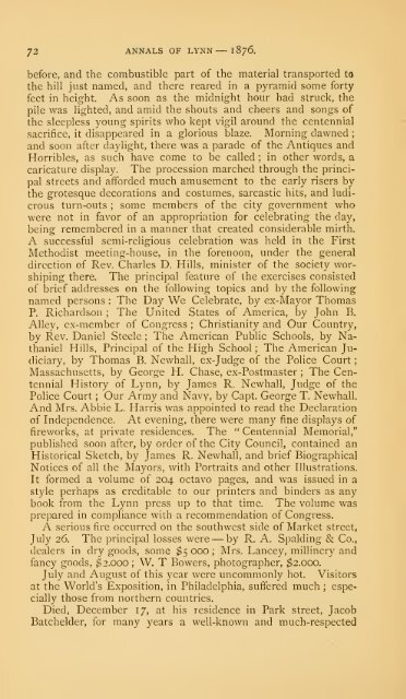 History of Lynn, Essex County, Massachusetts, including Lynnfield ...