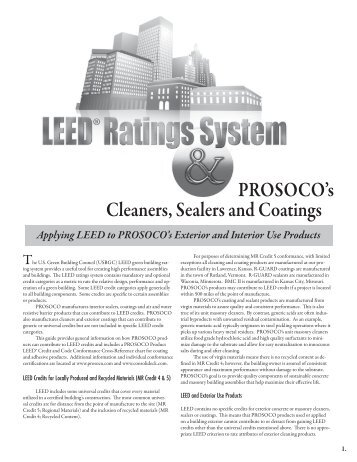 PROSOCO's Cleaners, Sealers and Coatings - PROSOCO, Inc.