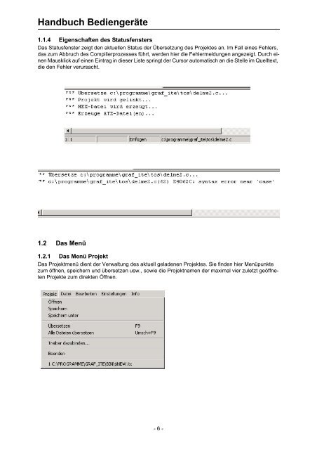 Handbuch Bediengeräte - GRAF-SYTECO Visualisierungstechnik