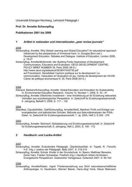 Publikationen von 2001 bis 2008 - Lehrstuhl fÃ¼r Allgemeine ...