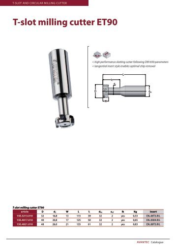 T-slot milling cutter ET90