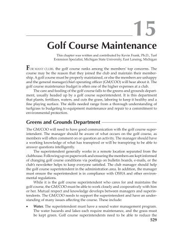 Golf Course Maintenance - CMAA