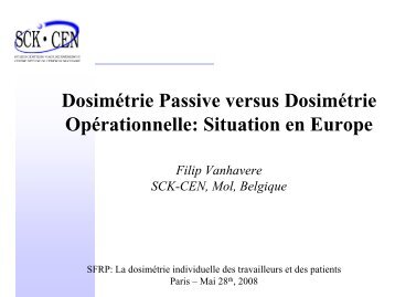 Dosimétrie Passive versus Dosimétrie Opérationnelle ... - IRSN