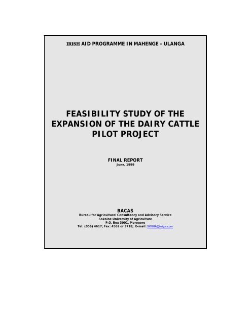 Feasibility Study for Expansion of the Dairy - Tanzania Online Gateway