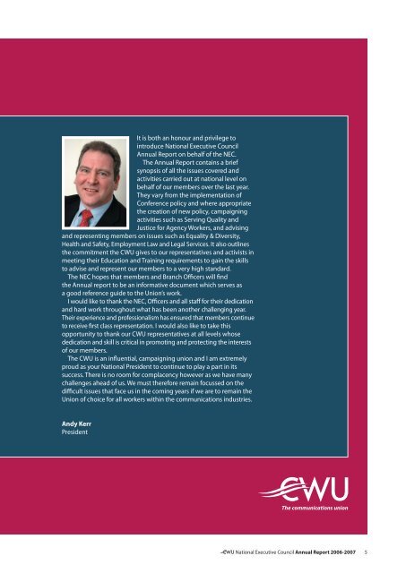 the CWU's Annual Report for 2006-2007