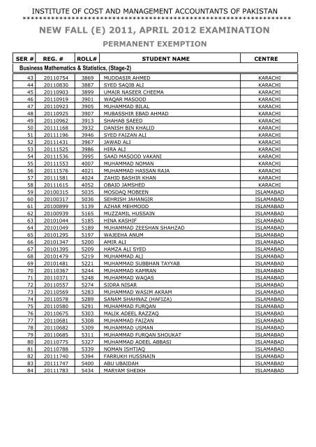 new fall (e) 2011, april 2012 examination - Institute of Cost and ...