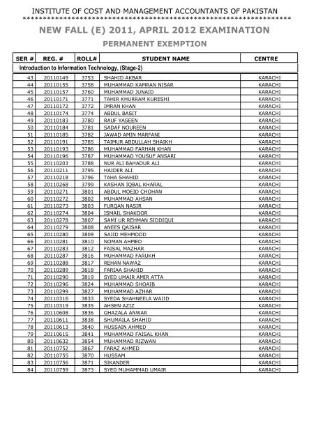 new fall (e) 2011, april 2012 examination - Institute of Cost and ...