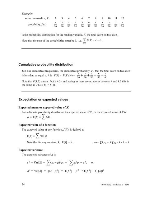 Statistics 1 Revision Notes - Mr Barton Maths