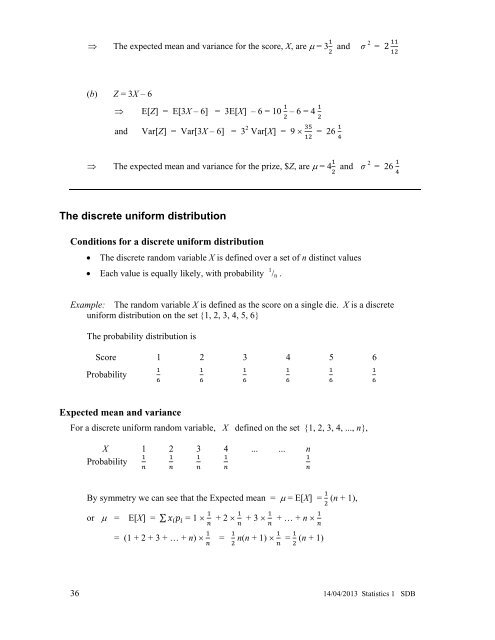 Statistics 1 Revision Notes - Mr Barton Maths