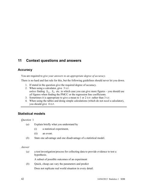 Statistics 1 Revision Notes - Mr Barton Maths