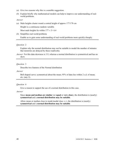 Statistics 1 Revision Notes - Mr Barton Maths