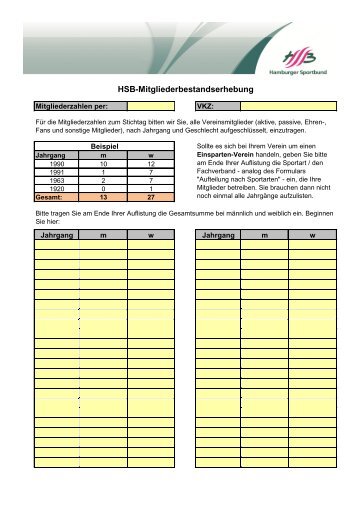 Bestandserhebung Teil A - Hamburger Sportbund e.V.