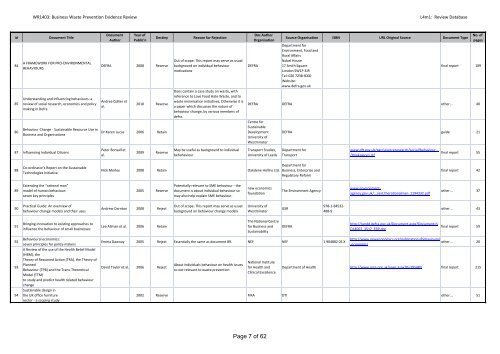 Review Database - Oakdene Hollins