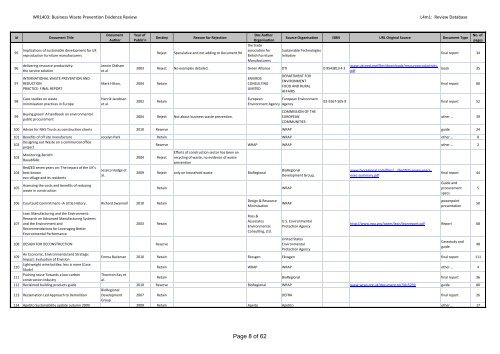 Review Database - Oakdene Hollins