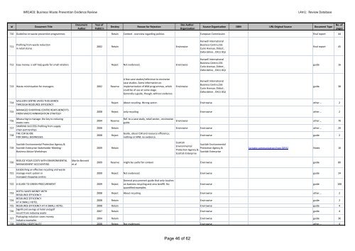 Review Database - Oakdene Hollins