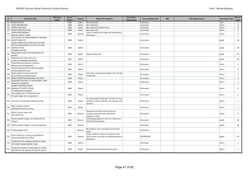 Review Database - Oakdene Hollins