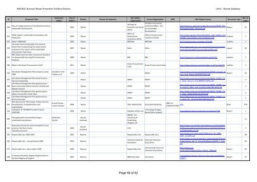 Review Database - Oakdene Hollins