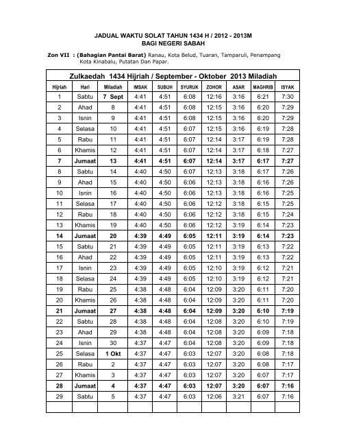 Waktu Solat Sabah 2021 1442h 1443h Jakim Tahunan Tahun 2021