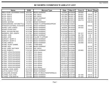 bcsd/bpd combined warrant list - Burleigh County