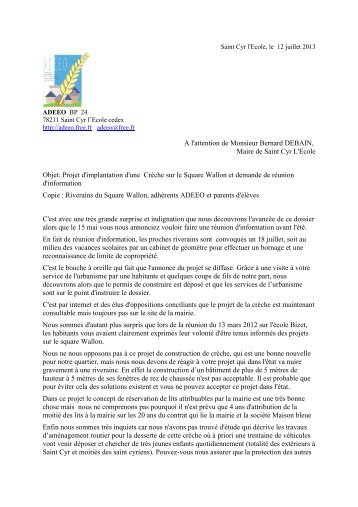 Lettre au Maire