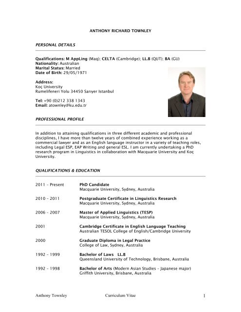 ANTHONY TOWNLEY CV - English