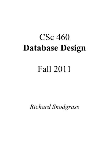 CSc 460: Relational Query Languages - University of Arizona ...
