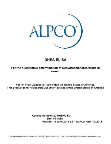 DHEA ELISA - ALPCO Diagnostics