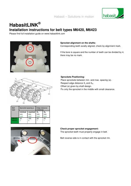 belt types M6420, M6423 - Habasit