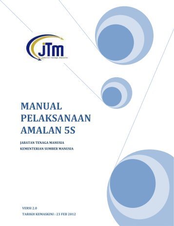 Muka Depan Manual Pelaksanaan Amalan 5S JTM - ILP Kangar