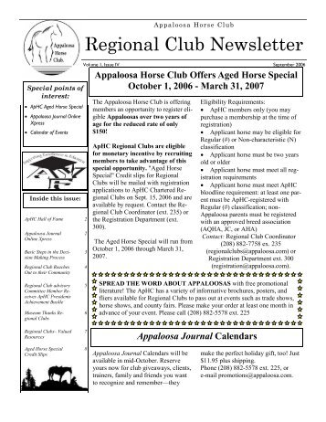 September 2006 Newsletter - Appaloosa Horse Club