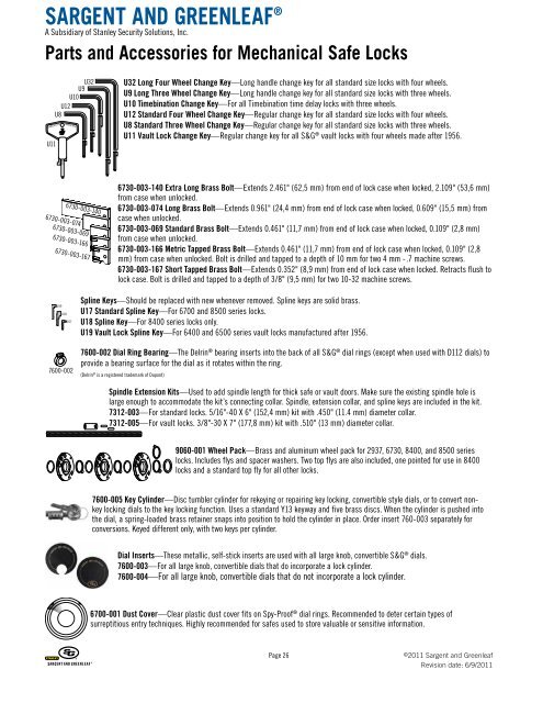 Product Catalog - Sargent and Greenleaf