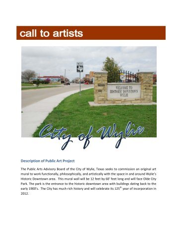 Description of Public Art Project - City of Wylie