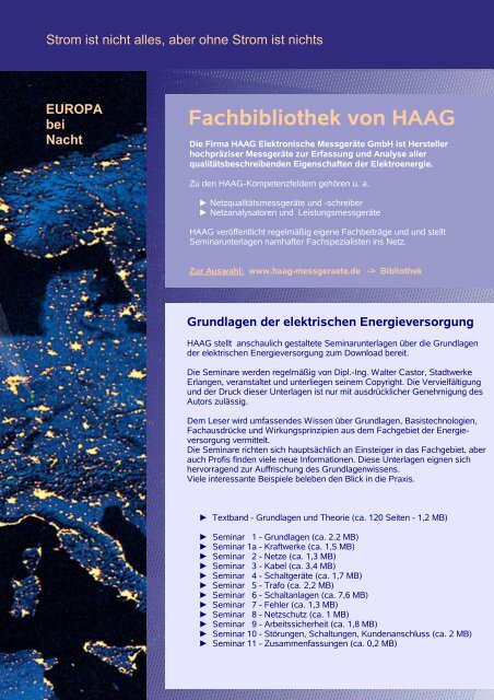 Grundlagen der elektrischen Energieversorgung - HAAG ...