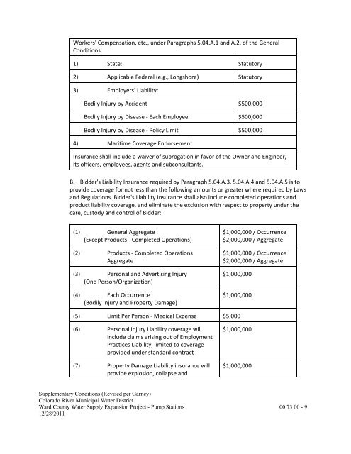 Bid Package 08 North Well Field - Garney Construction