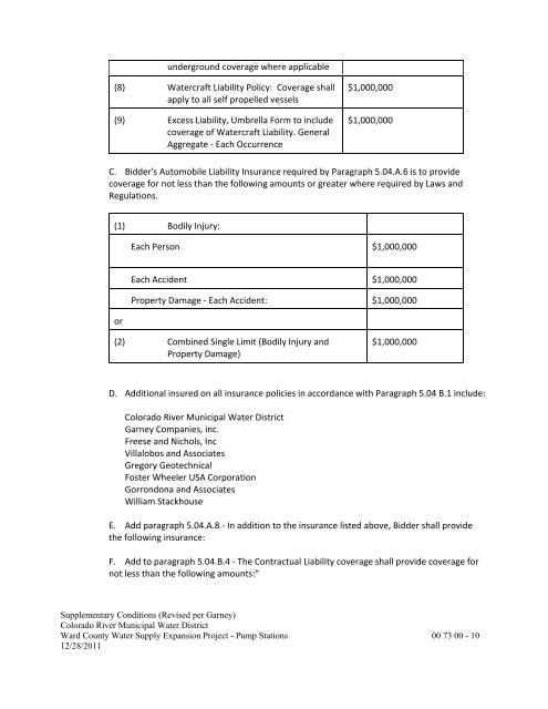 Bid Package 08 North Well Field - Garney Construction