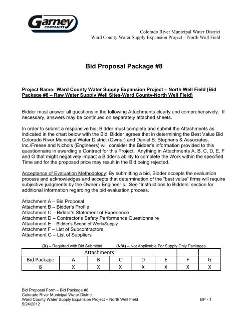 Bid Package 08 North Well Field - Garney Construction