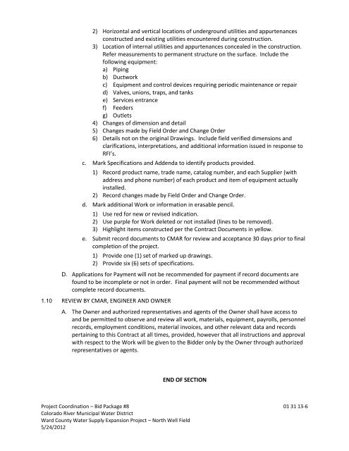 Bid Package 08 North Well Field - Garney Construction