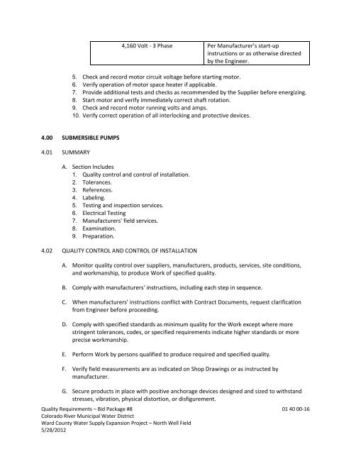 Bid Package 08 North Well Field - Garney Construction