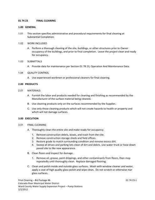 Bid Package 08 North Well Field - Garney Construction