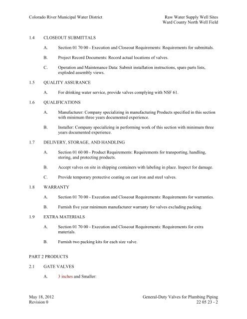 Bid Package 08 North Well Field - Garney Construction