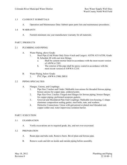 Bid Package 08 North Well Field - Garney Construction