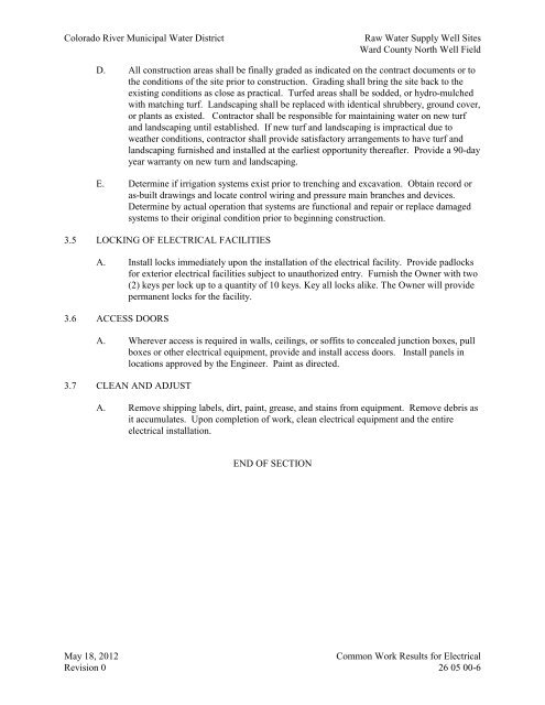 Bid Package 08 North Well Field - Garney Construction