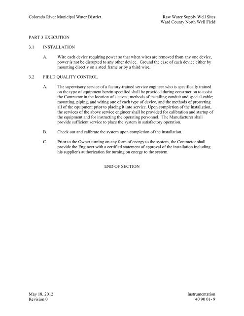 Bid Package 08 North Well Field - Garney Construction