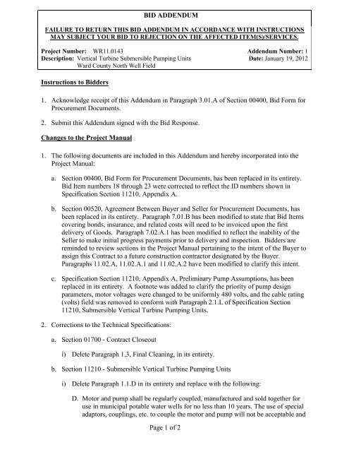 Bid Package 08 North Well Field - Garney Construction